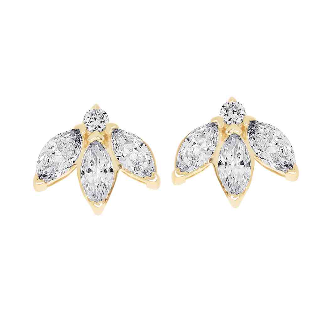 Marquise & Round Brilliant Diamond Stud Earring ER22230A